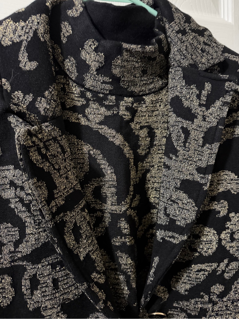NWT Chicos 2 Piece Set Sweater Top And Jacket Black Metallic Threads XL Jacket - Picture 2 of 6